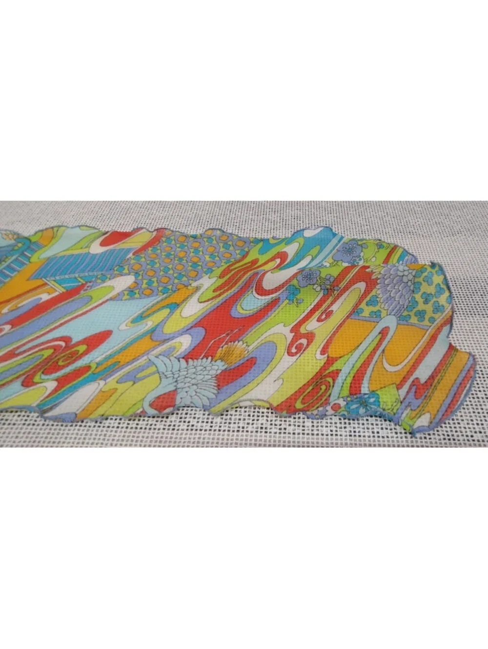 Vintage 1960s Psychedelic Chiffon Scarf NYLON lettude edging AUSTIN POWERS MOD